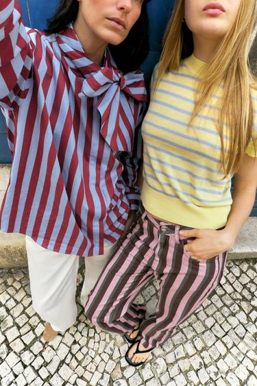 STRIPED SHIRT WITH BOW - Multicoloured by Zara