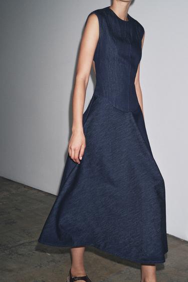 ROBE MIDI EN DENIM ZW COLLECTION - Bleu de Zara - Image 2
