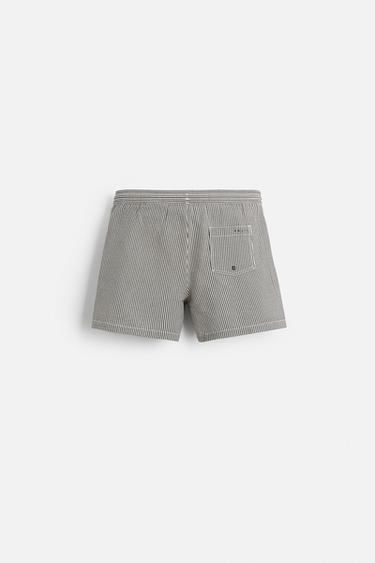 REGULAR SEERSUCKER SWIMMING TRUNKS - Black by Zara - Image 7