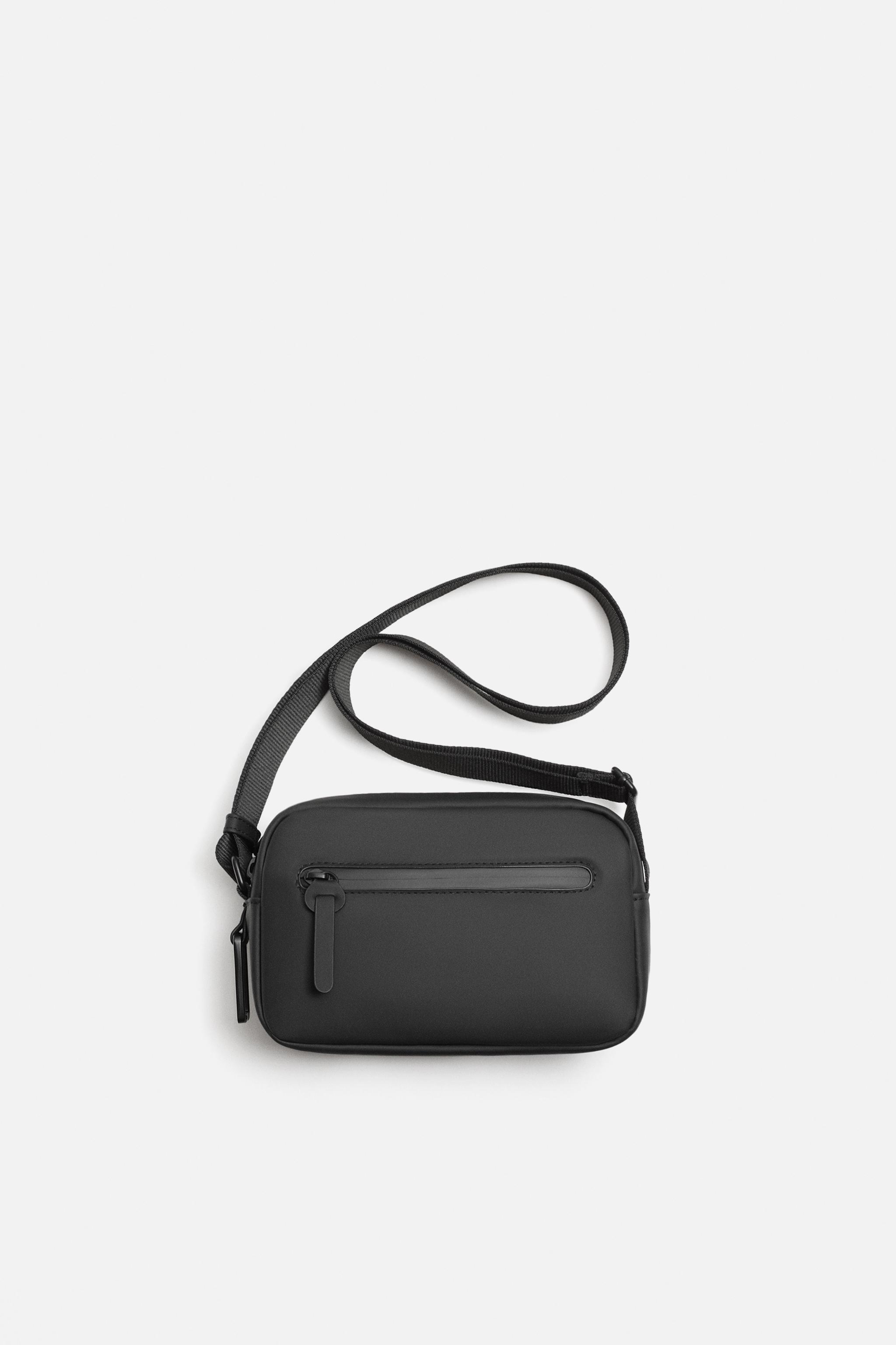 Zara Rubberized Crossbody Bag Black Men