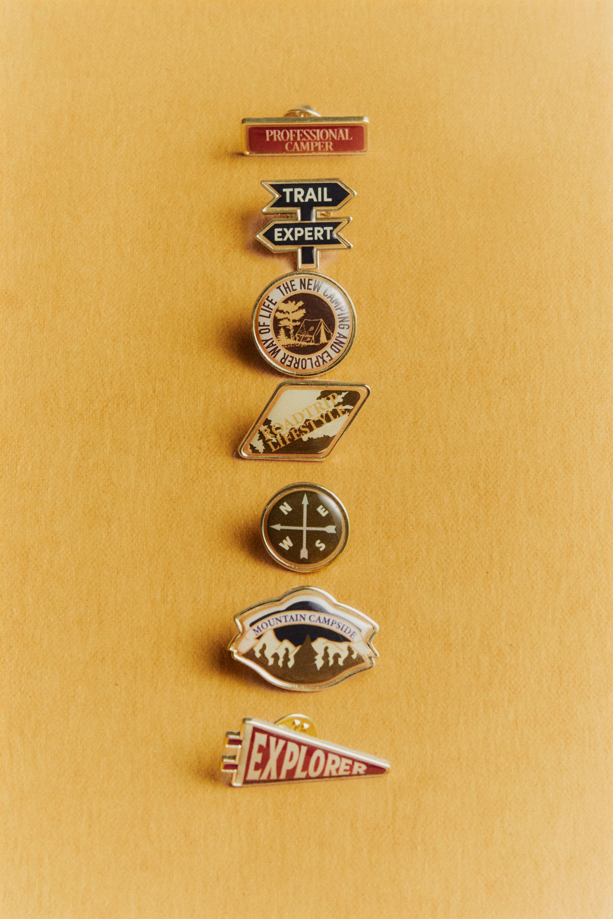CAMPING PIN SET (SET OF 7) — Multicolored