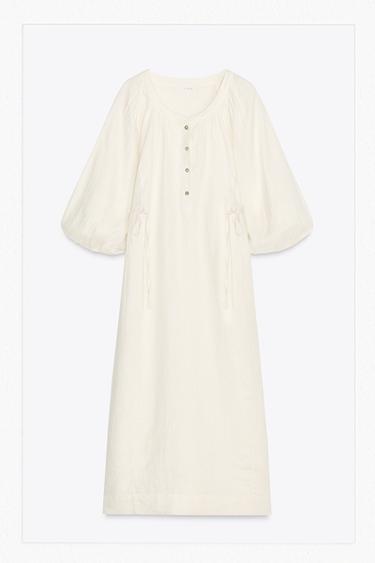 Zara 100% LINEN TUNIC DRESS ZW COLLECTION - Ecru