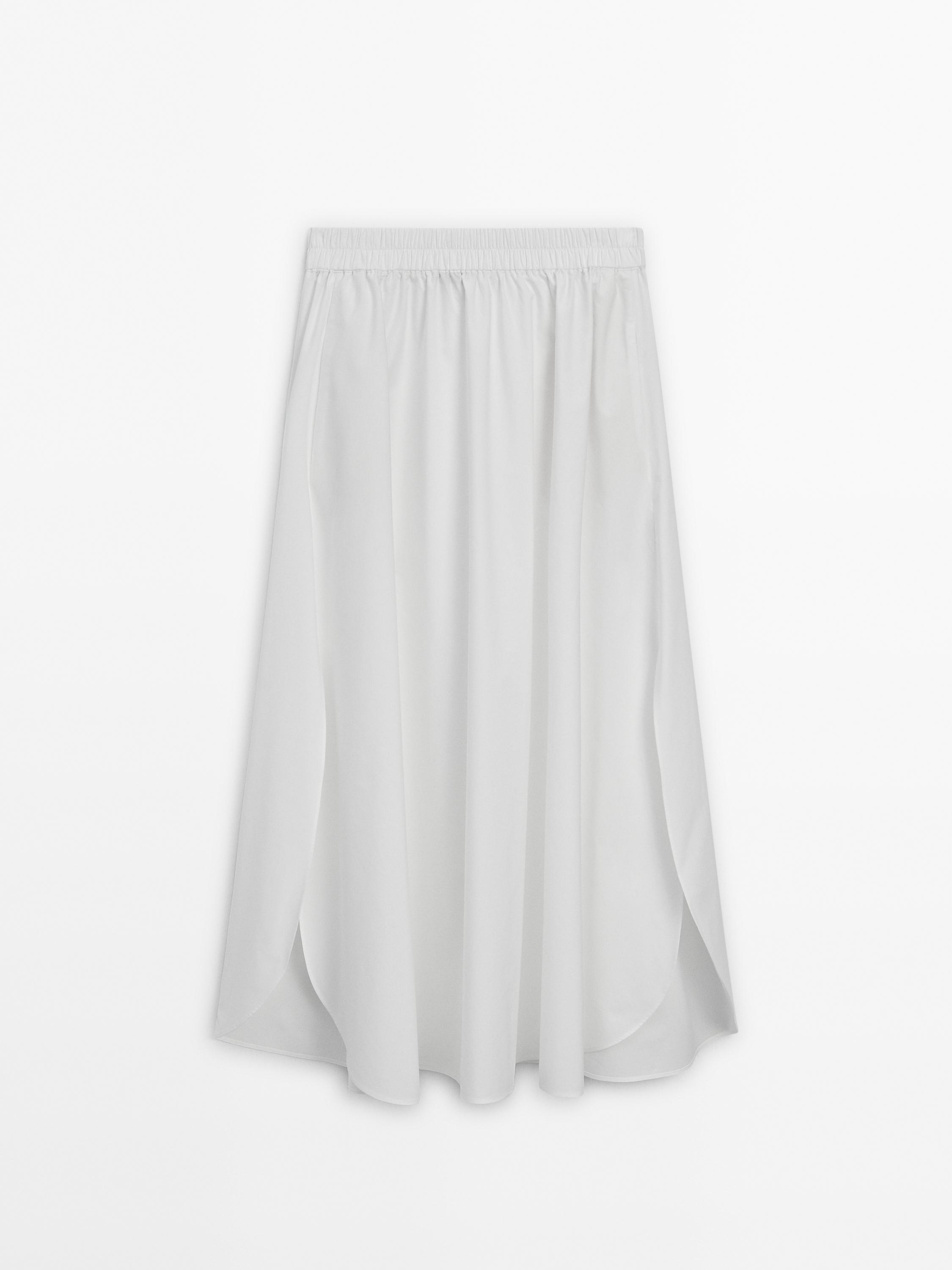 Zara asymmetrical white viscose linen button midi skirt, Women's Fashion,  Bottoms, Skirts on Carousell
