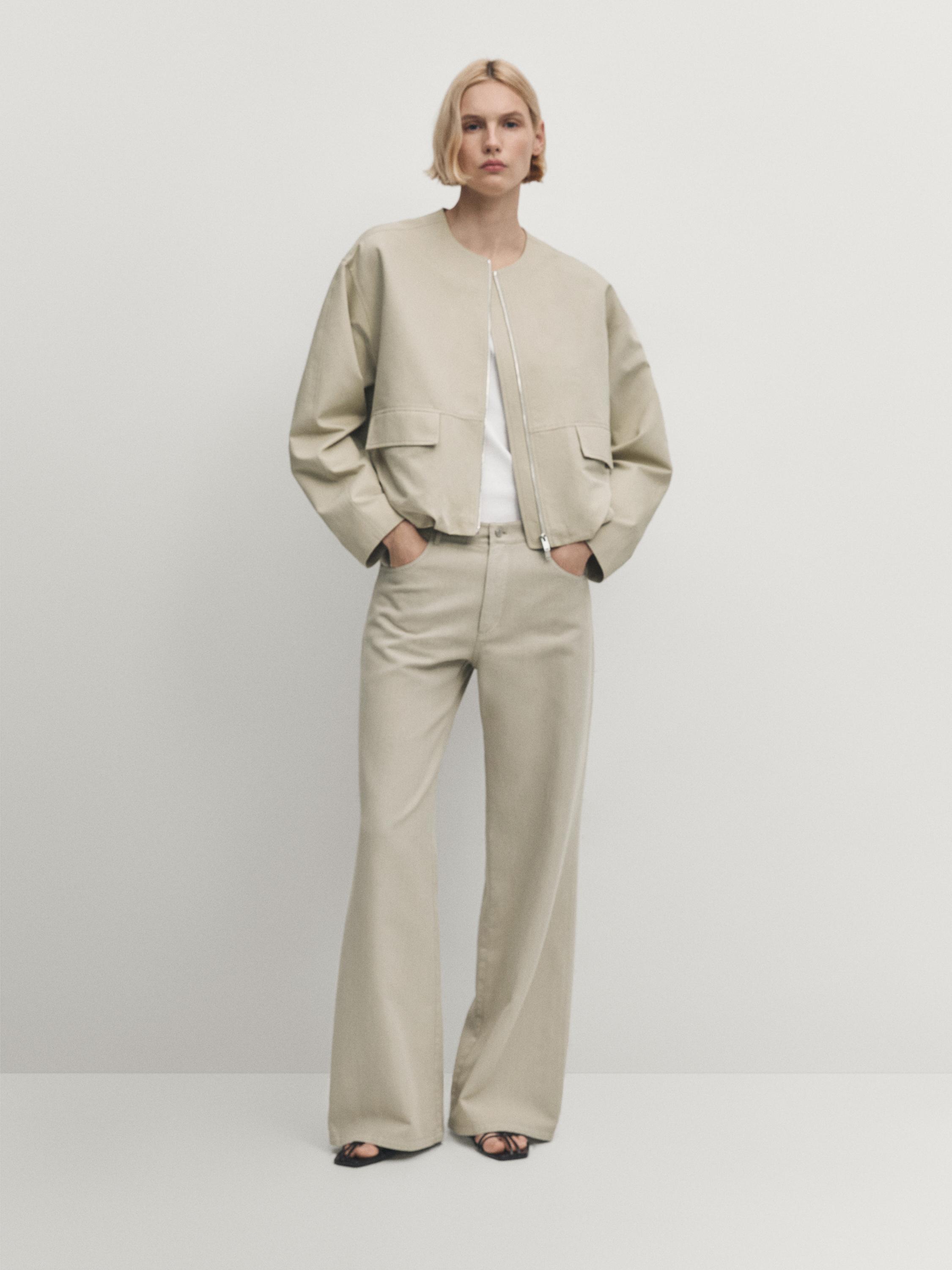 Straight-leg flowing trousers - Oyster-white