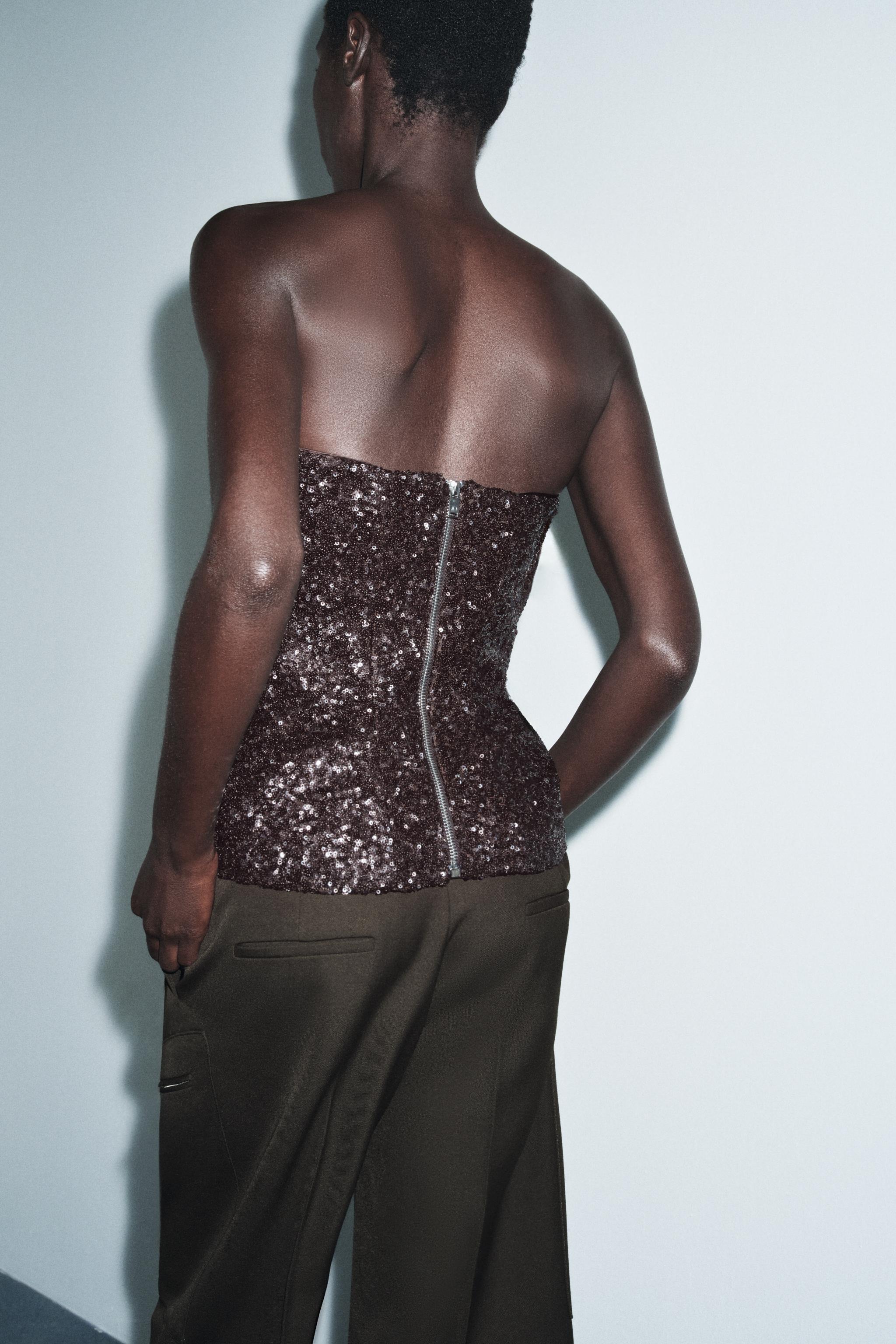 SEQUIN BUSTIER TOP ZW COLLECTION LIMITED EDITION