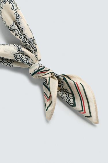 GEOMETRIC PRINT BANDANA - Beige by Zara - Image 2