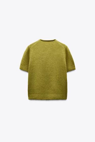 HAUT À MANCHES COURTES EN MAILLE DOUCE - Vert de Zara - Image 3