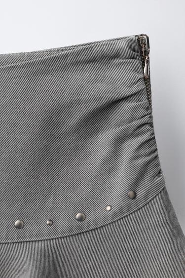 RUFFLED SKIRT WITH STUDS - Anthracite grey by Zara - Image 2