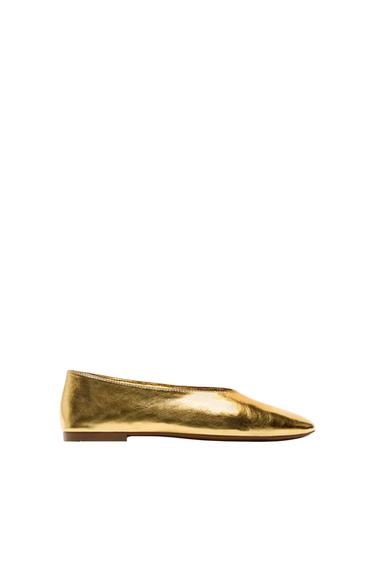 METALLIC LEATHER BALLET FLATS