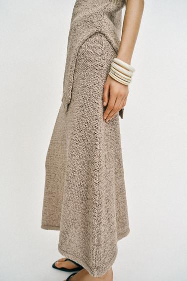 KNIT MIDI SKIRT - SAND/BROWN by Zara - Image 4
