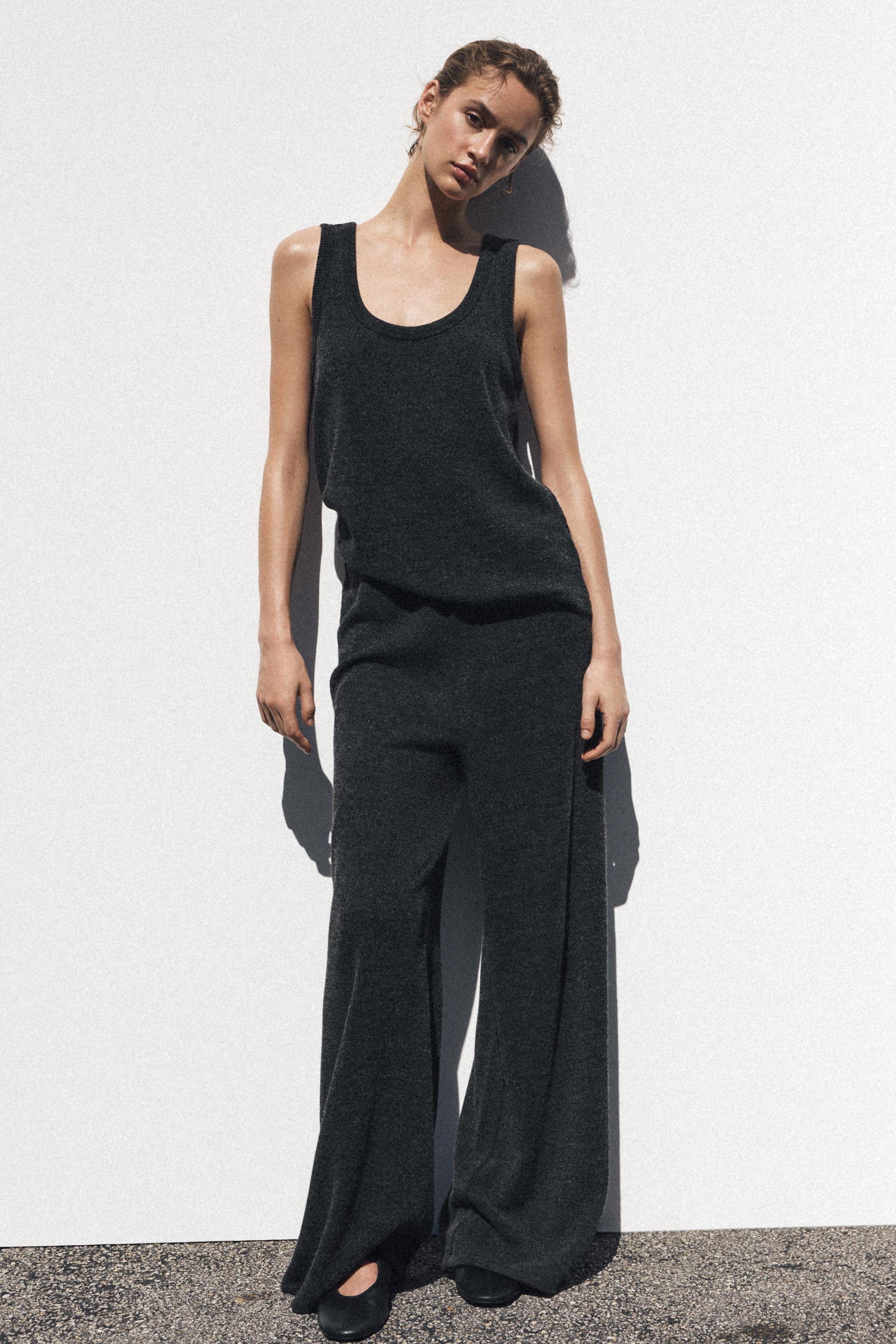パンツ ENGLISH RIBBED TROUSERS English Factory Women's Knit Wide Pants, Camel, Tan, M at