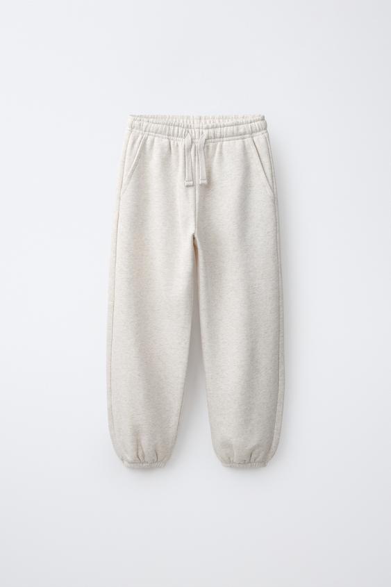 QUẦN JOGGING VẢI NHUNG LÔNG - Màu vàng cát/Xám nâu từ Zara - Hình ảnh 0