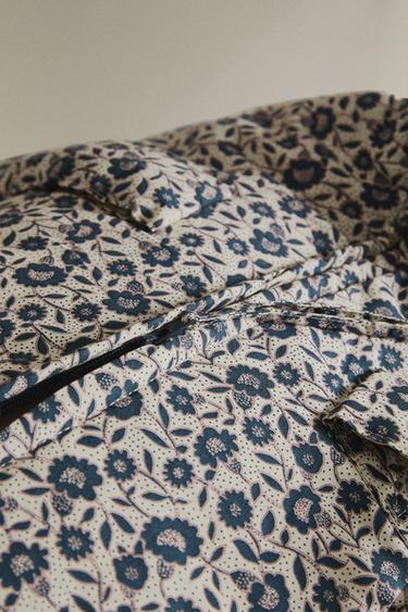 KATOENEN KRAAMTAS MET BLOEMEN - Blauw van Zara