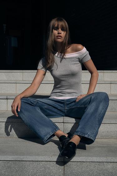 TRF BARREL JEANS MED HØJ TALJE - marine fra Zara - Billede 0