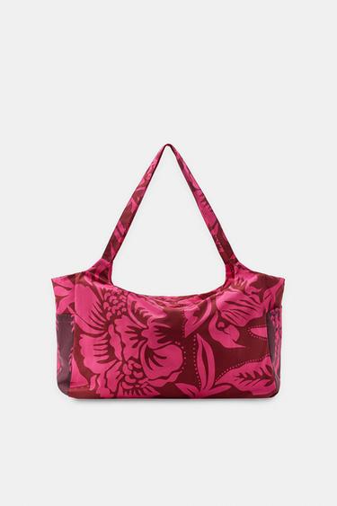MAXI FLORAL PRINT BAG - Fuchsia by Zara