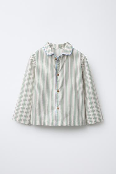 6-14 YEARS/ STRIPED SHIRT AND TROUSERS PYJAMAS - Green by Zara - Image 1