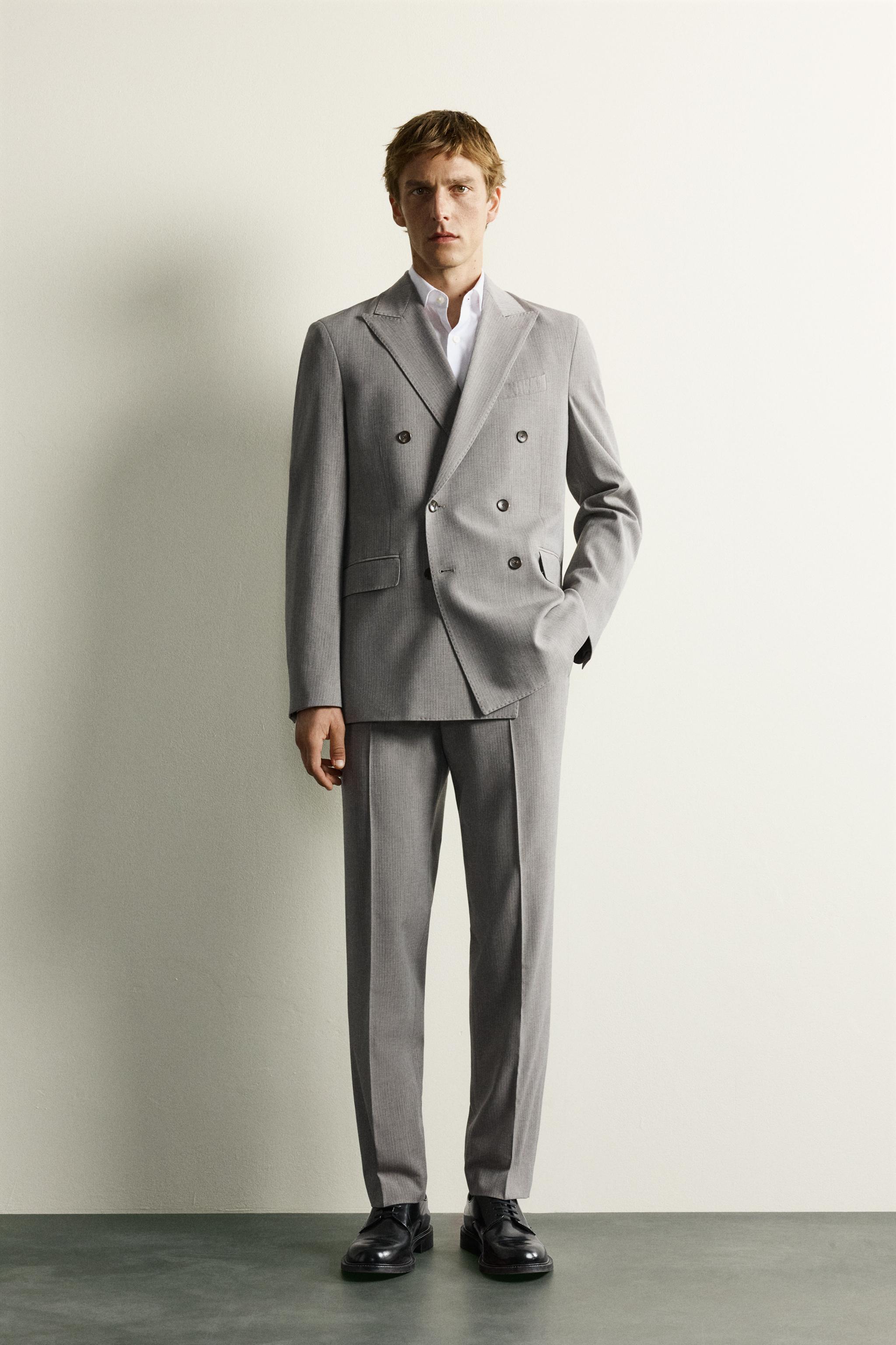 STRIPED DOUBLE BREASTED SUIT BLAZER