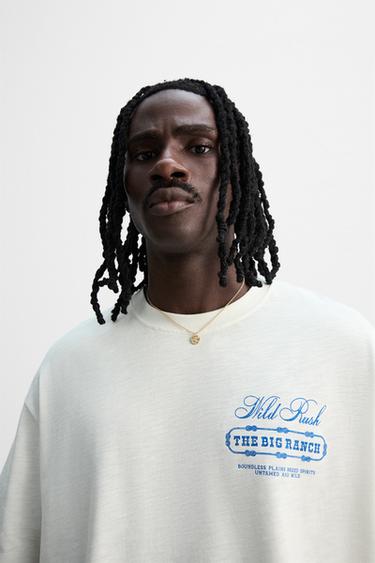 WASHED PRINT T-SHIRT - Oyster-white by Zara - Image 6