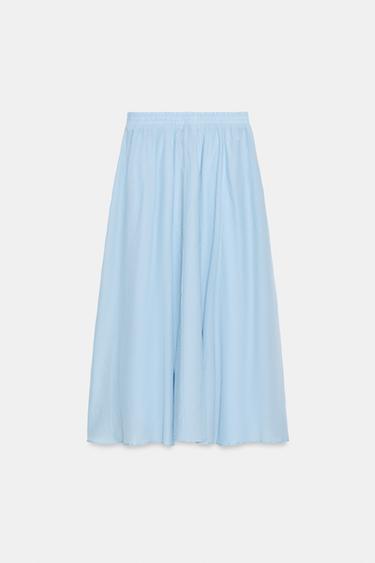 JUPE MI-LONGUE CAPE - Bleu pastel de Zara - Image 6