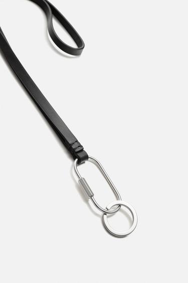 LEATHER PENDANT KEYRING - Black by Zara - Image 3