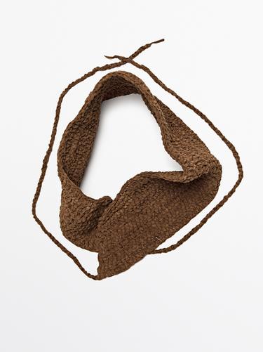 Zara Plaited split suede leather sash belt - Caramel - Image 0