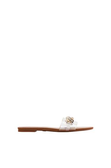 VINYL CHAIN FLAT SANDALS