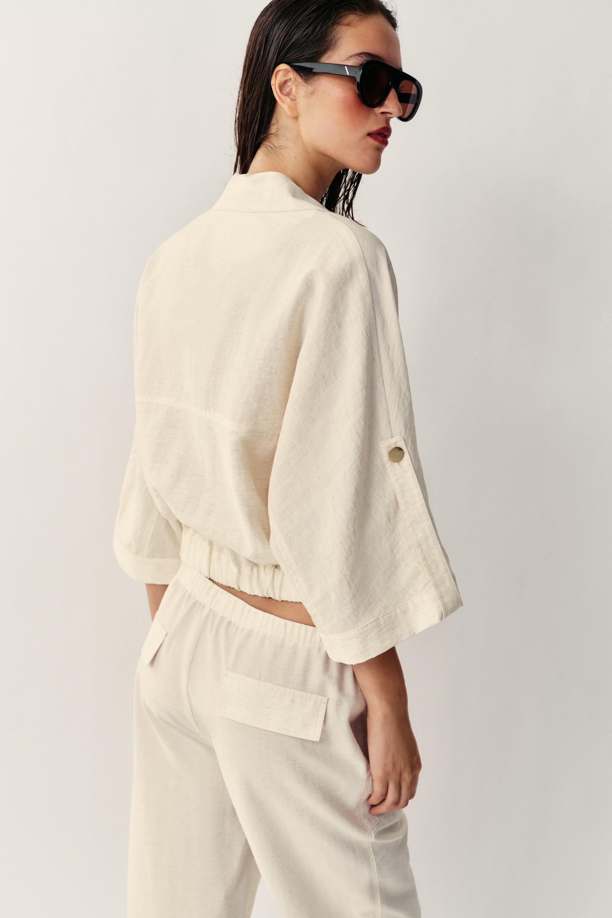 Женские блузки Zara ROLL-UP SLEEVE SAFARI BLOUSE — фото 5