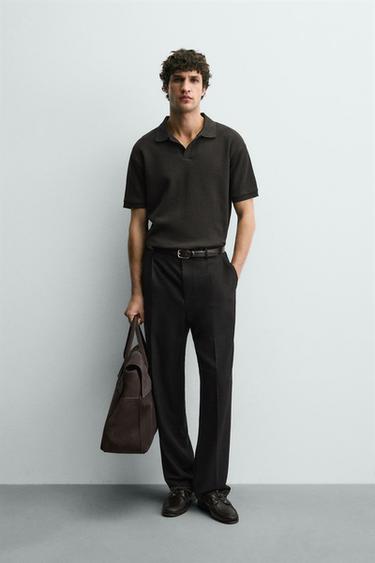 POLO ESTRUCTURA VERTICAL - Marrón oscuro de Zara - Imagen 0
