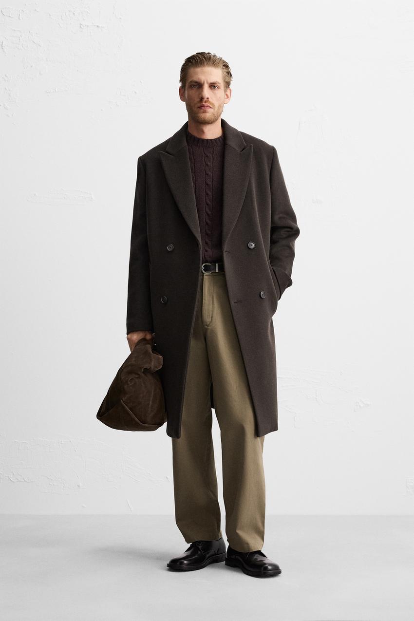 ウールブレンド ダブルブレスト コート - ブラウン | ZARA Japan / 日本
