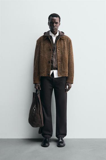 CAZADORA PIEL ANTE BRUSHED - Arcilla de Zara - Imagen 0