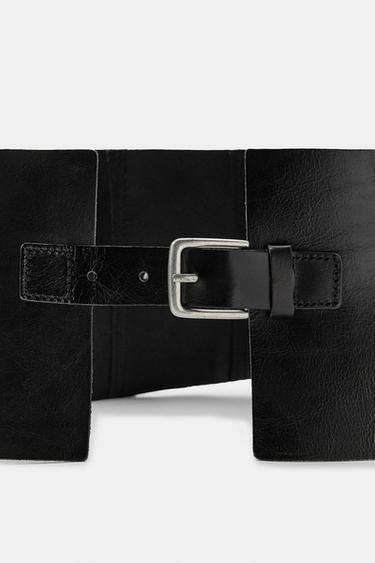 TEXTURED LEATHER OBI BELT - Black by Zara - Image 5