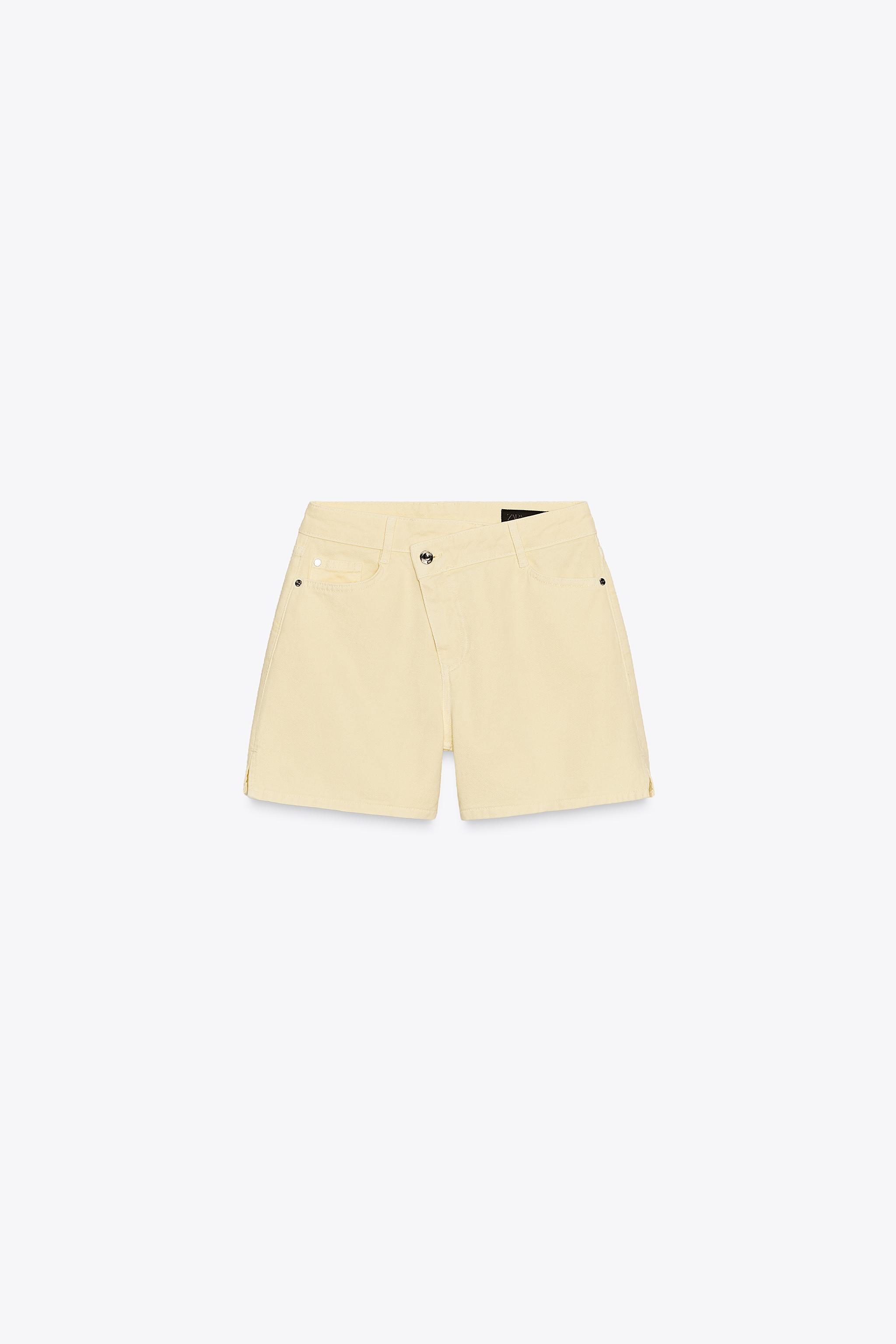 Z1975 HIGH-WAISTED CROSSOVER WAIST DENIM SHORTS - Light blue