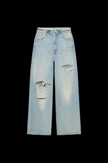 JEANS MIT UMSCHLAGBUND TRF MITTELHOHE TAILLE - Hellblau von Zara