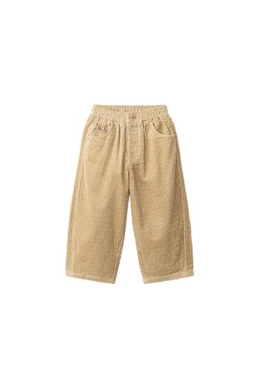 BAGGY SEERSUCKER CORDUROY TROUSERS - Beige by Zara