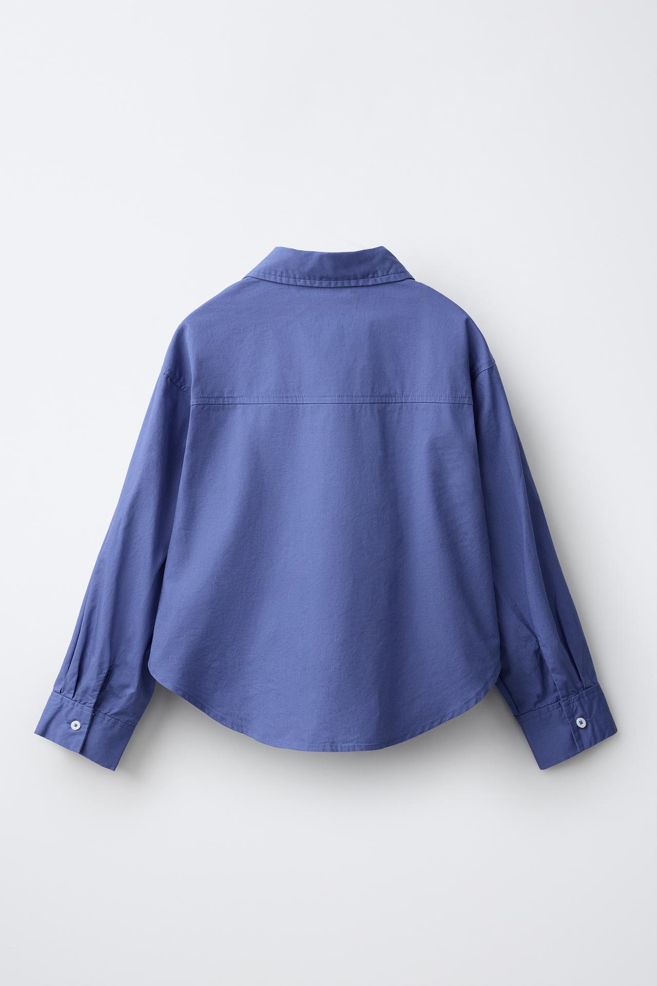 PLAIN POPLIN SHIRT — Mid-blue