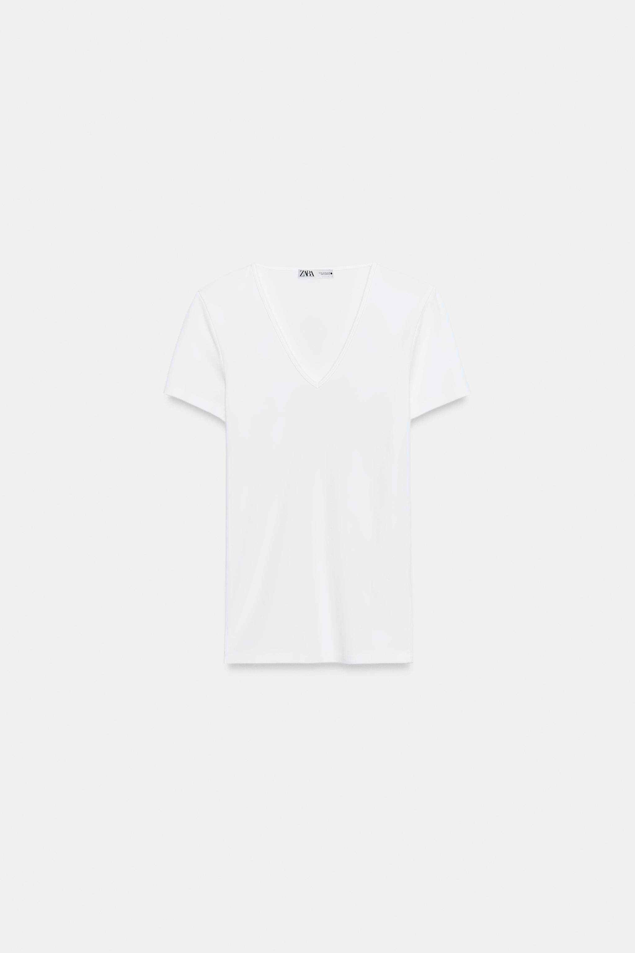 Zara V Yaka T-shirt görsel 3