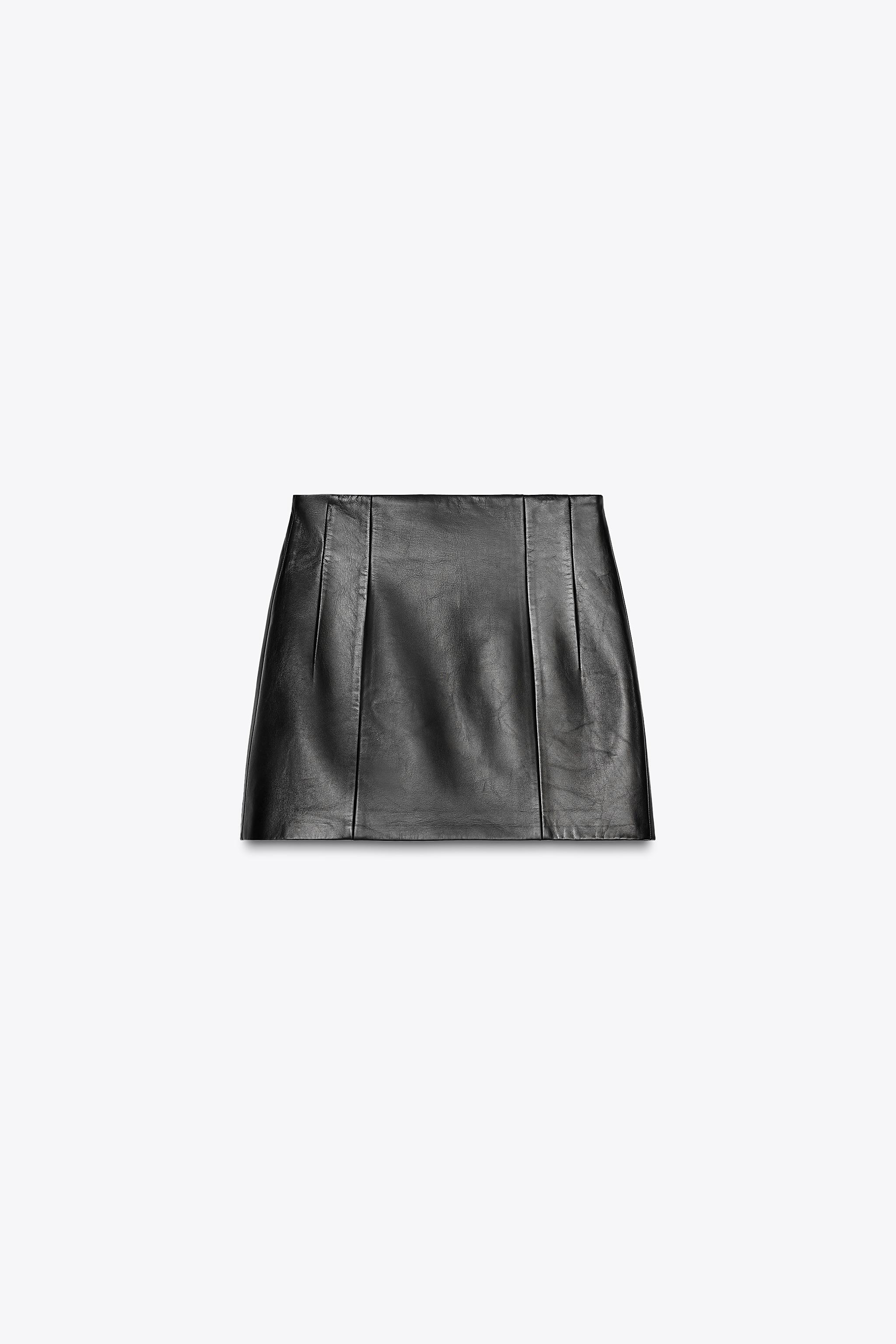 100% LEATHER SHORT SKIRT ZW COLLECTION LIMITED EDITION Black