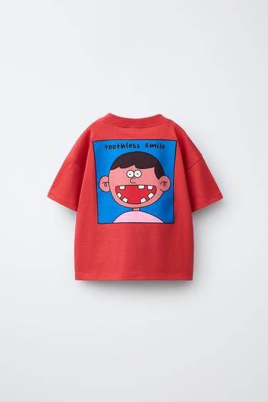 Zara FACE PRINT T-SHIRT - Red