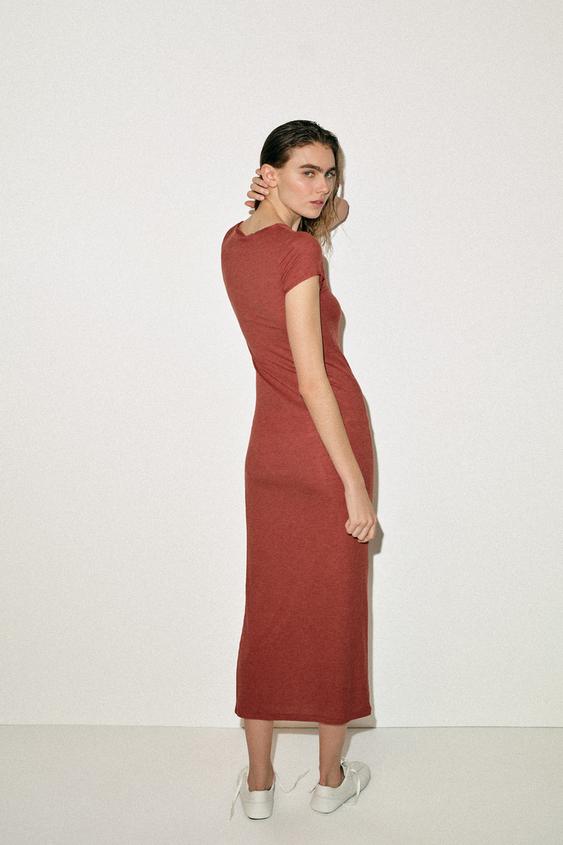 zara orange dress long sleeve Zara orange long sleeve dress