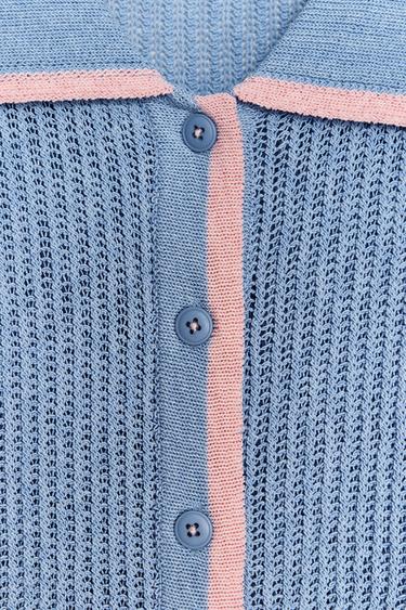 COLLAR POLO CARDIGAN - Blue by Zara - Image 6