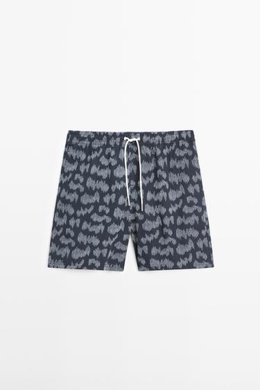 Zara Printed swimming trunks - Navy blue