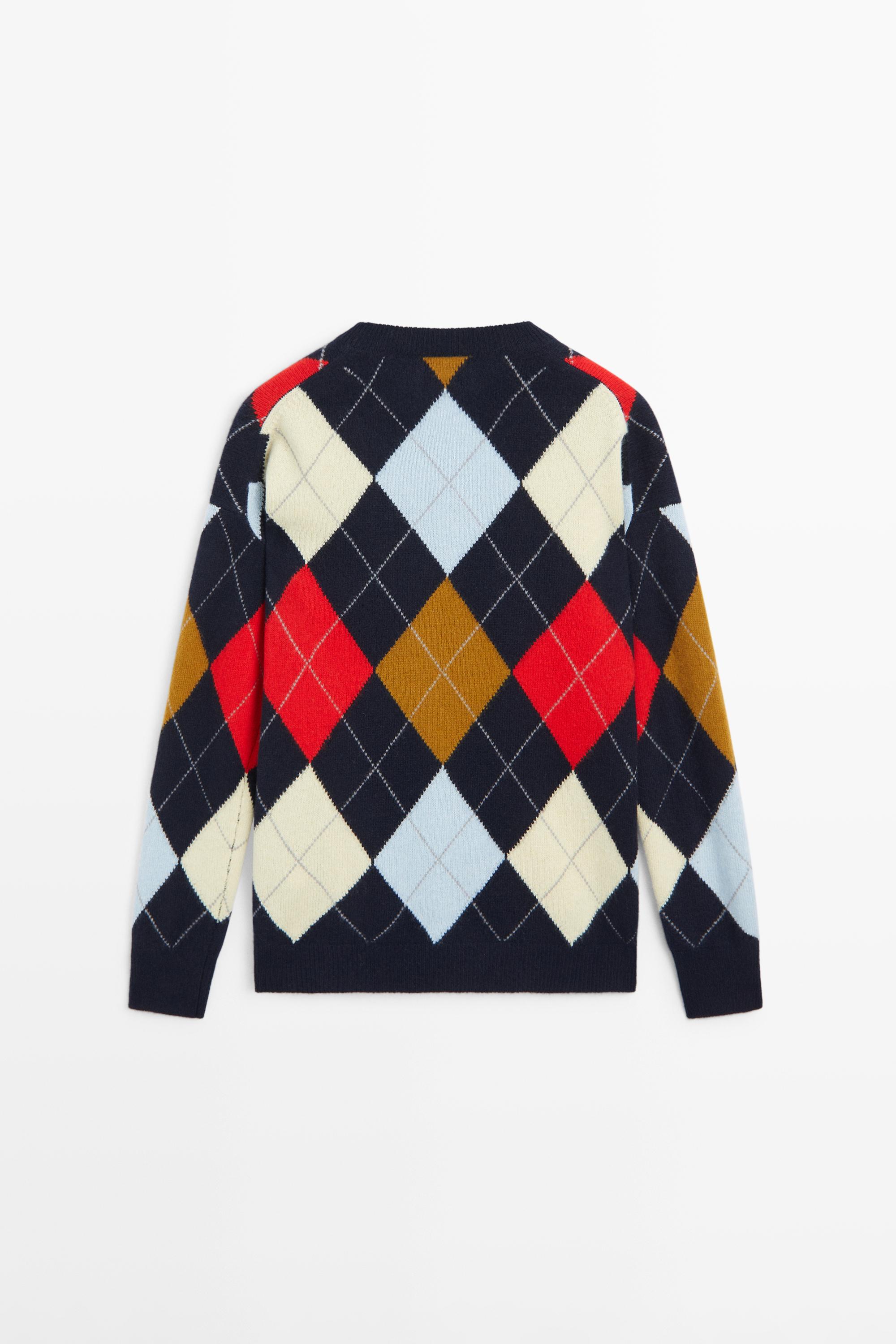 Pull à losanges en maille 100 % laine