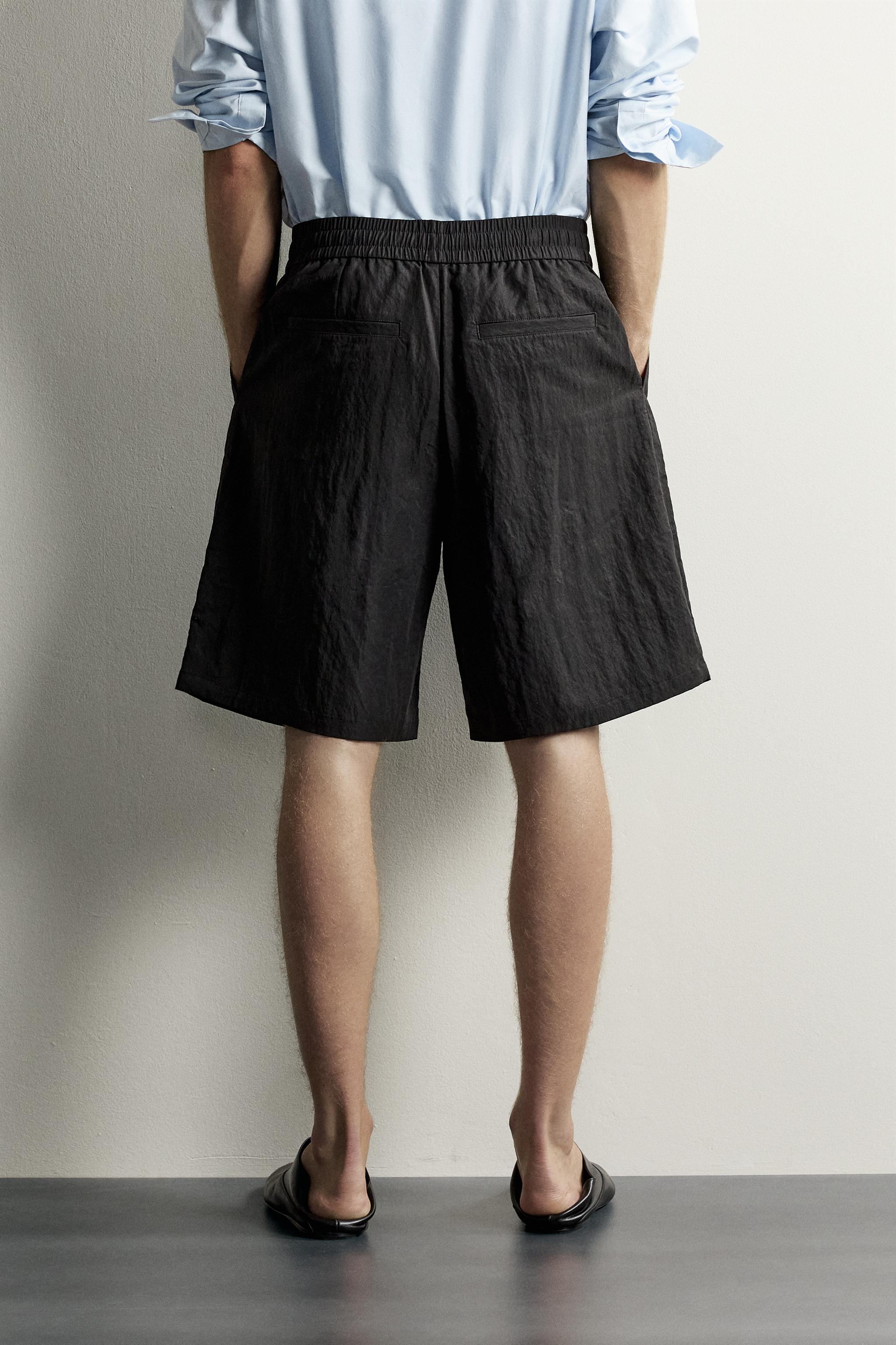 Мужские шорты Zara RELAXED FIT FLUID PLEATED SHORTS — фото 3