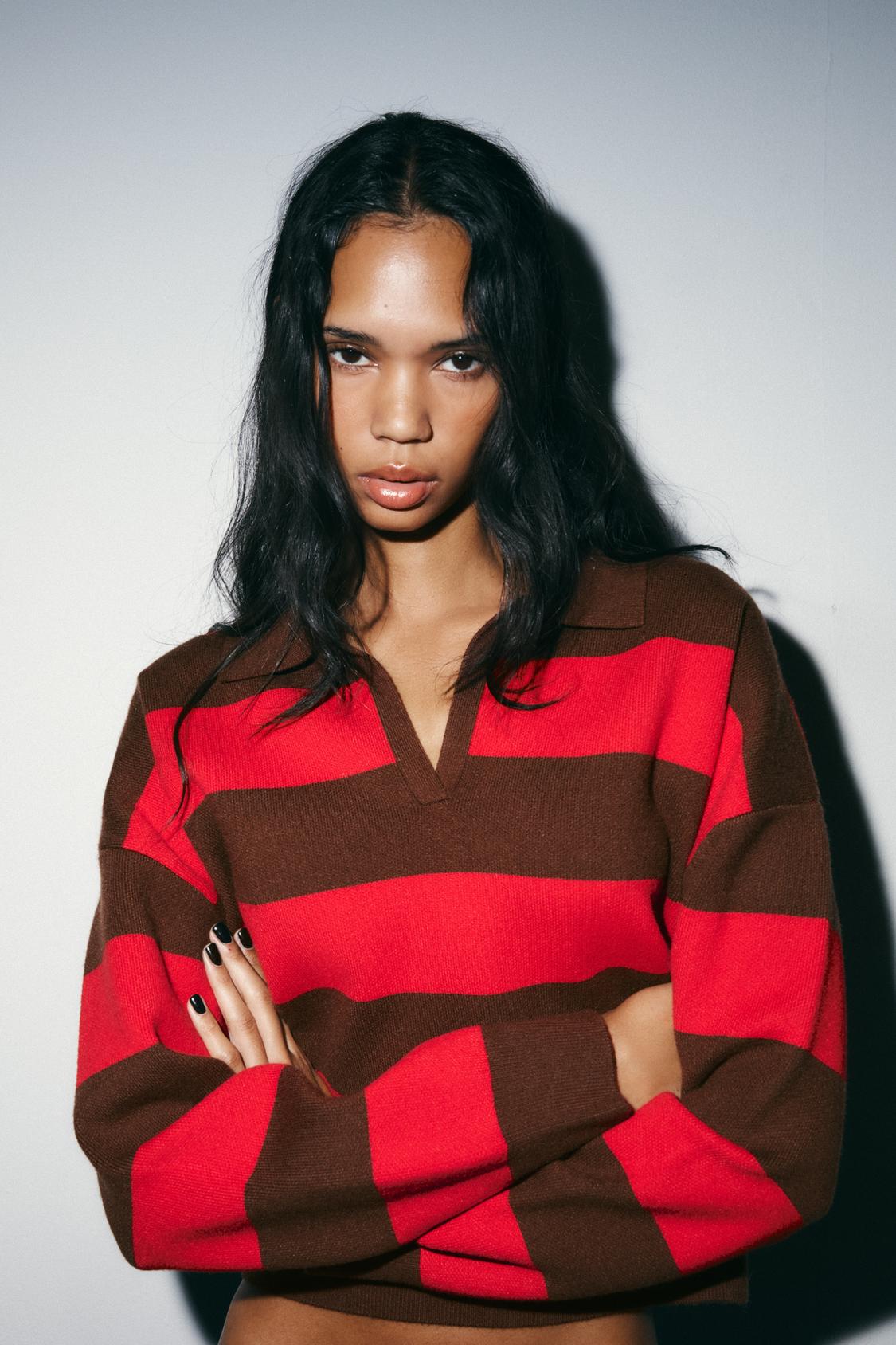 STRIPED KNIT POLO SHIRT