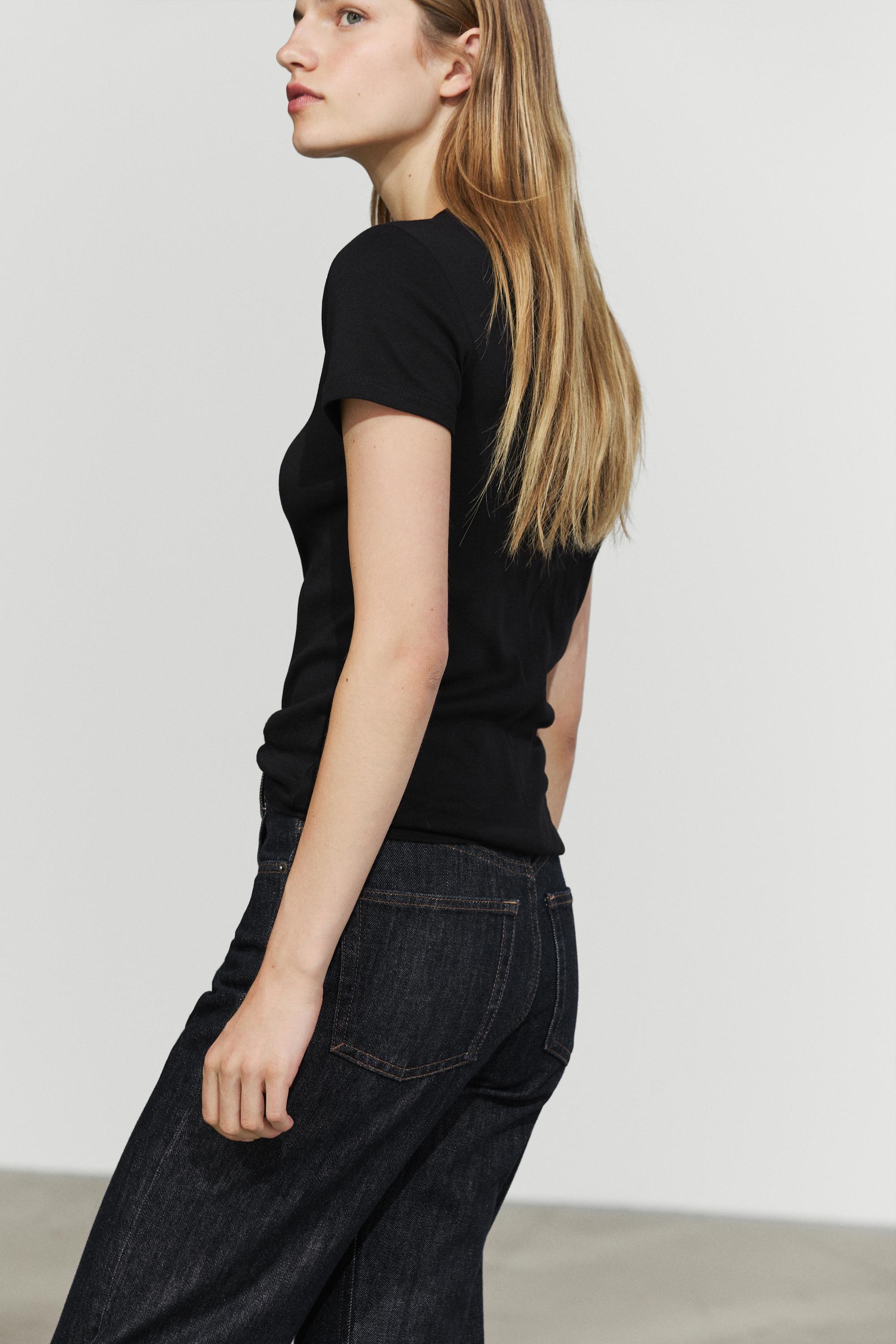 Ribbed short sleeve T-shirt