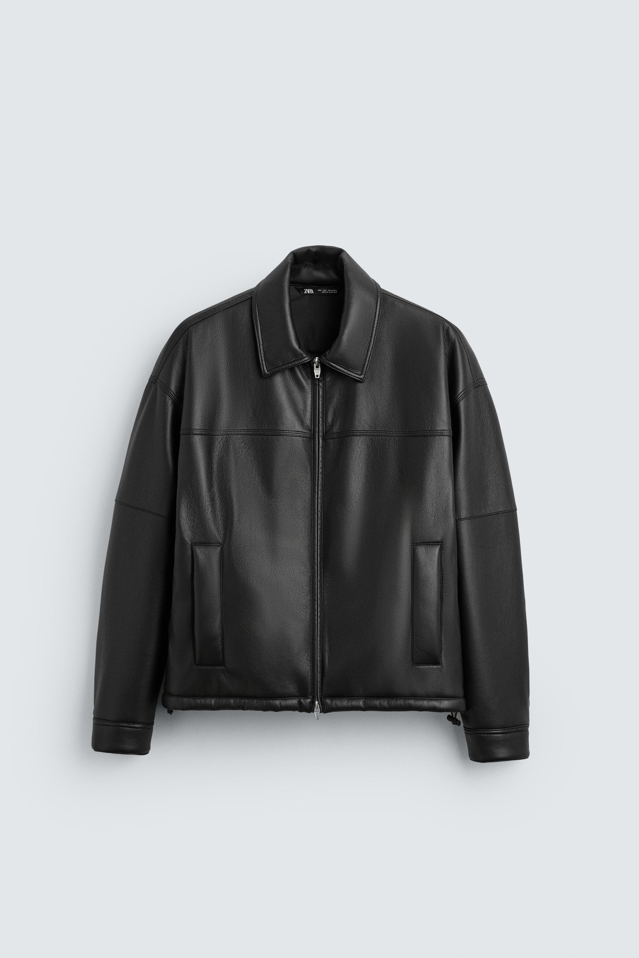PADDED LEATHER-EFFECT JACKET - Black | ZARA South Africa