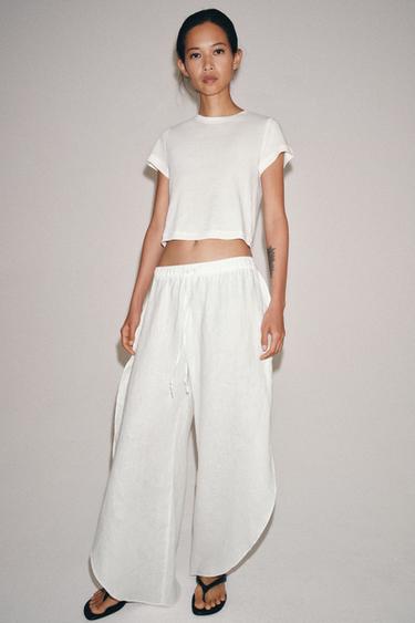 T-SHIRT RUSTIQUE À MANCHES COURTES - Blanc de Zara - Image 3