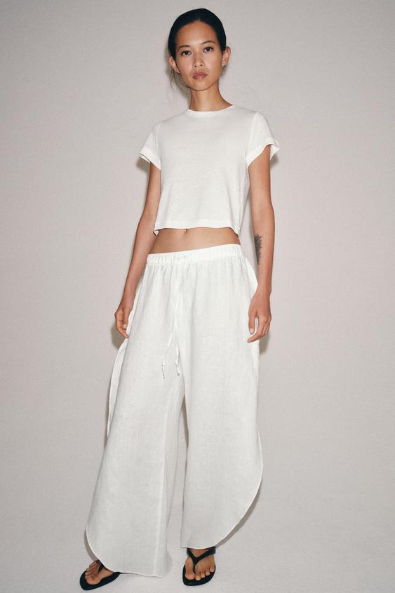T-SHIRT RUSTIQUE À MANCHES COURTES - Blanc de Zara - Image 3