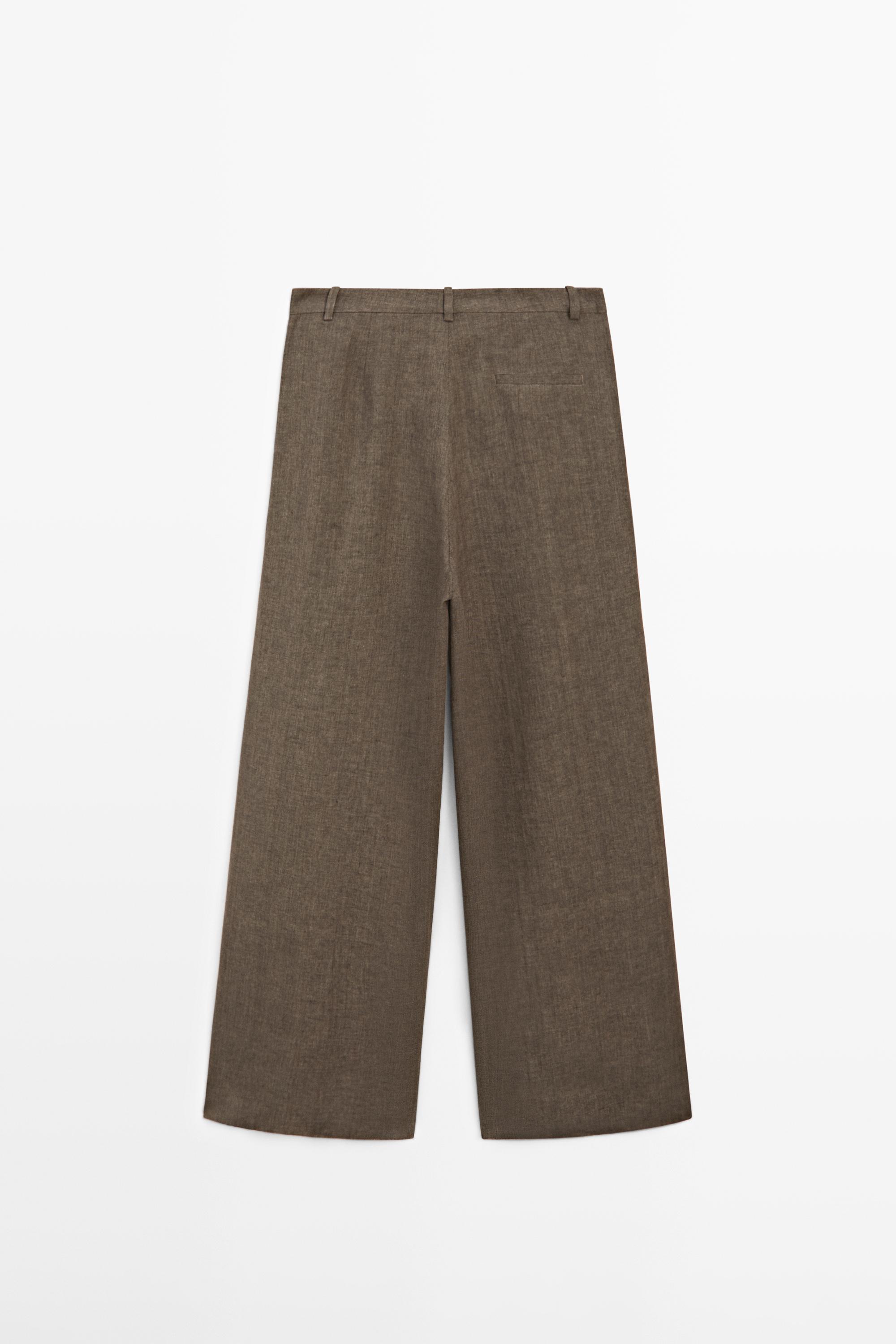 Linen melange darted trousers