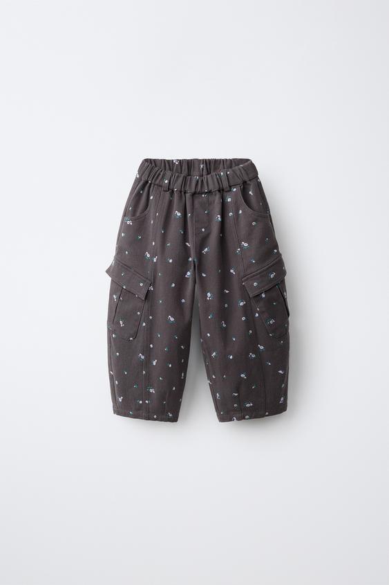 FLORAL PRINT CARGO TROUSERS - Mid-grey by Zara - Image 0